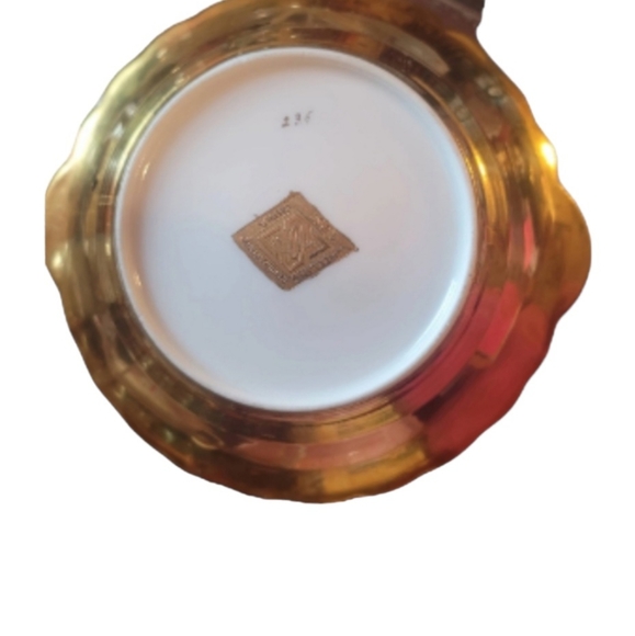 Wheeling Decorating China Gold Bowl Roses and Daisies 22k - Picture 2 of 3